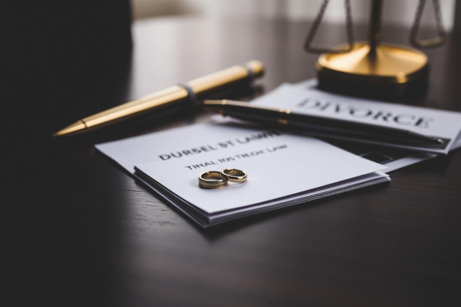 Anillos sobre documento de divorcio